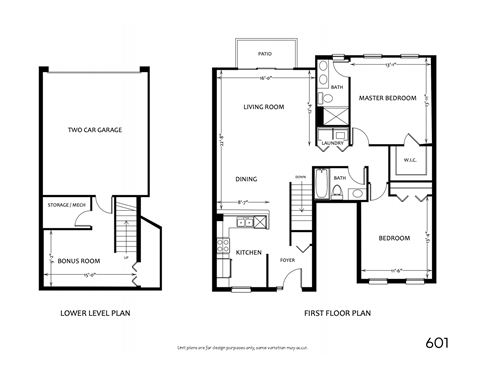 Floor plan for 2 beds, 2 baths, 1523 sqft